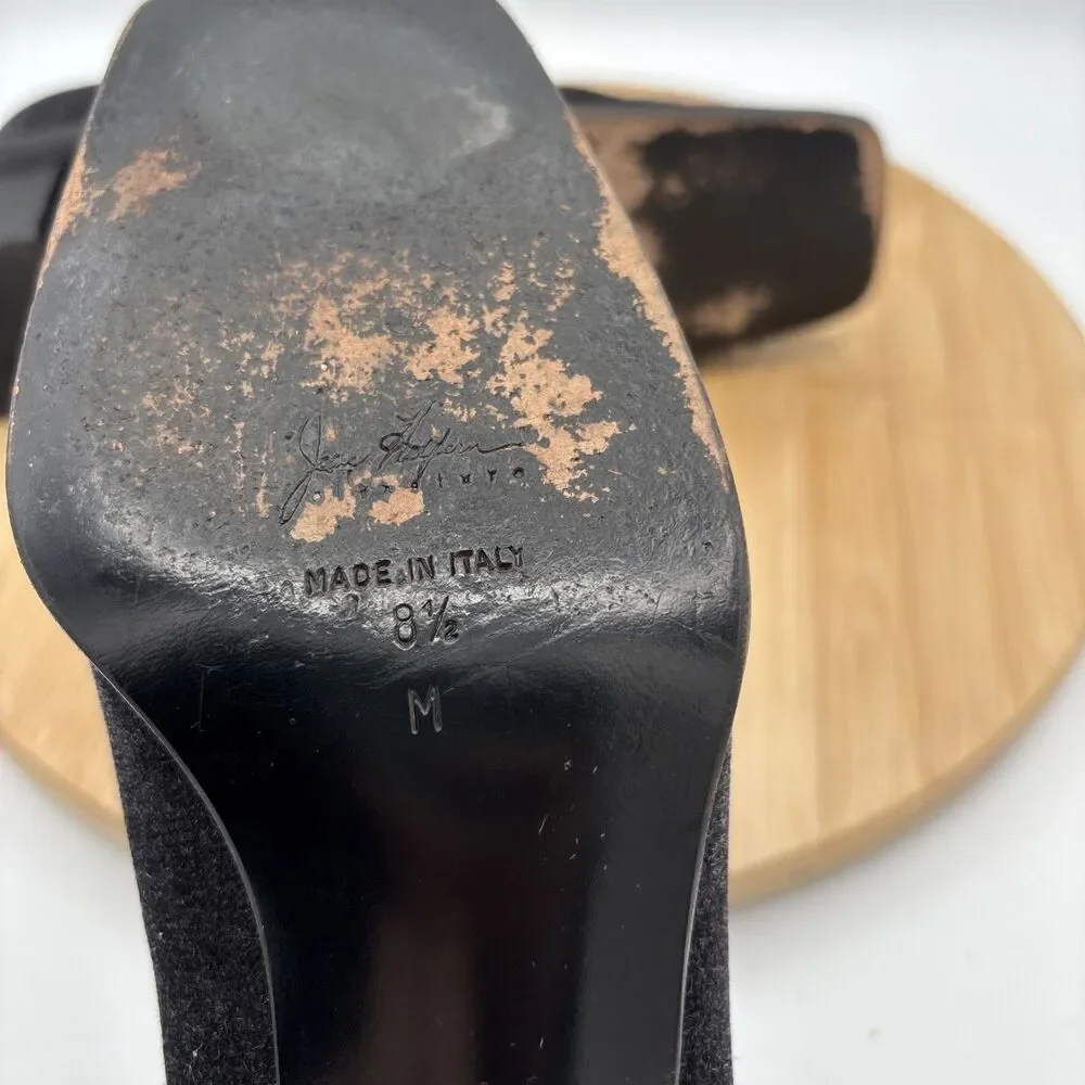 Joan Helpern Signature Pumps 8.5M Black Square Toe Block Heel Made Italy classic